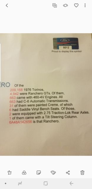 1976 Creme Ford Ranchero