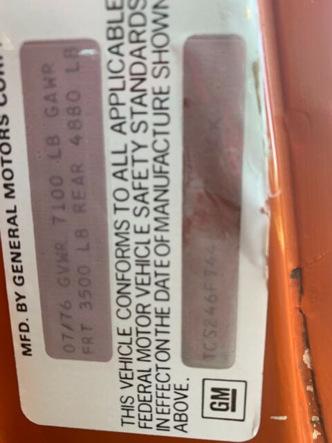 1976 Orange Chevrolet Chevy Pickup Standard Cab Pickup