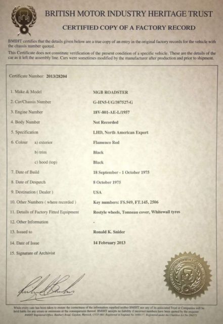 1976 Orange MG MGB Convertible