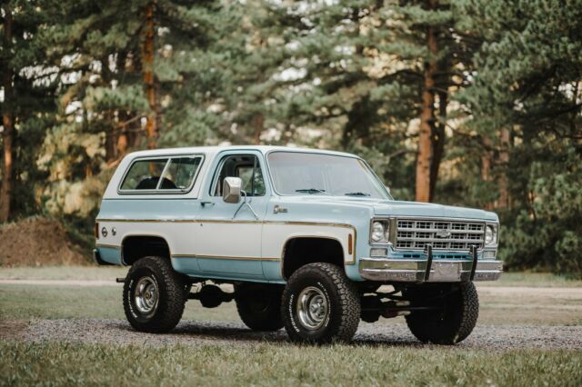 1977 Blue and White Chevrolet Blazer SUV