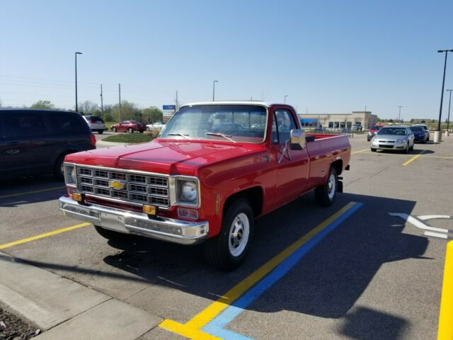 1977 Red Chevrolet C-10 Extended Cab Pickup