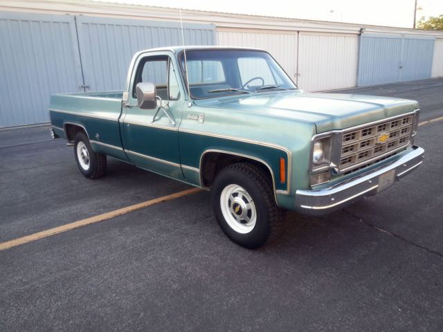 1977 SEAMIST GREEN/GREEN Chevrolet C/K Pickup 2500 STANDARD CAB PICKUP