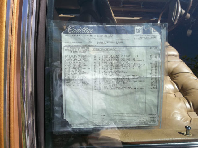 1977 Gold Cadillac Eldorado Coupe