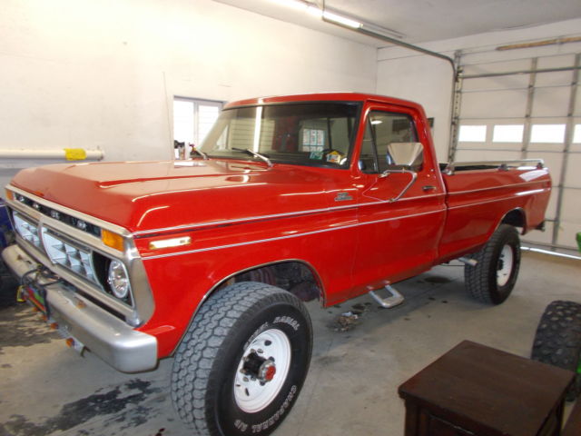 1977 red Ford F-250 pickup