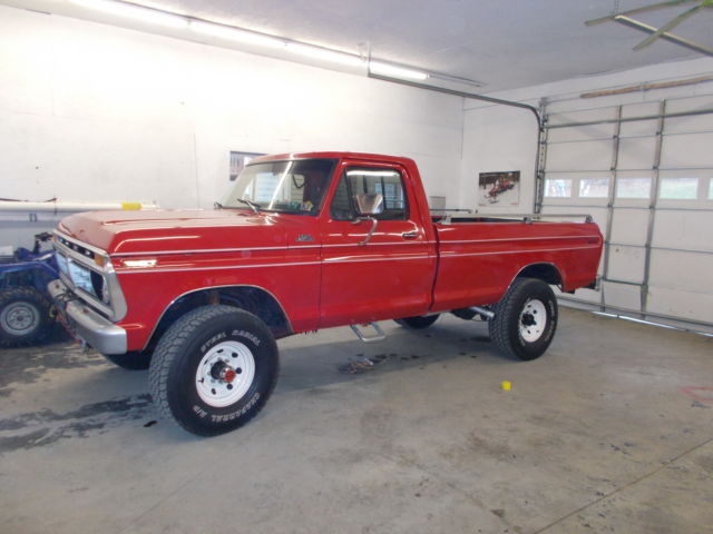 1977 red Ford F-250 pickup