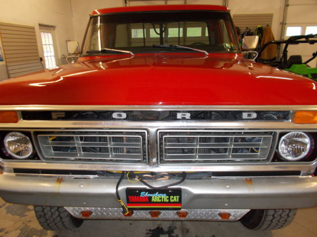 1977 red Ford F-250 pickup