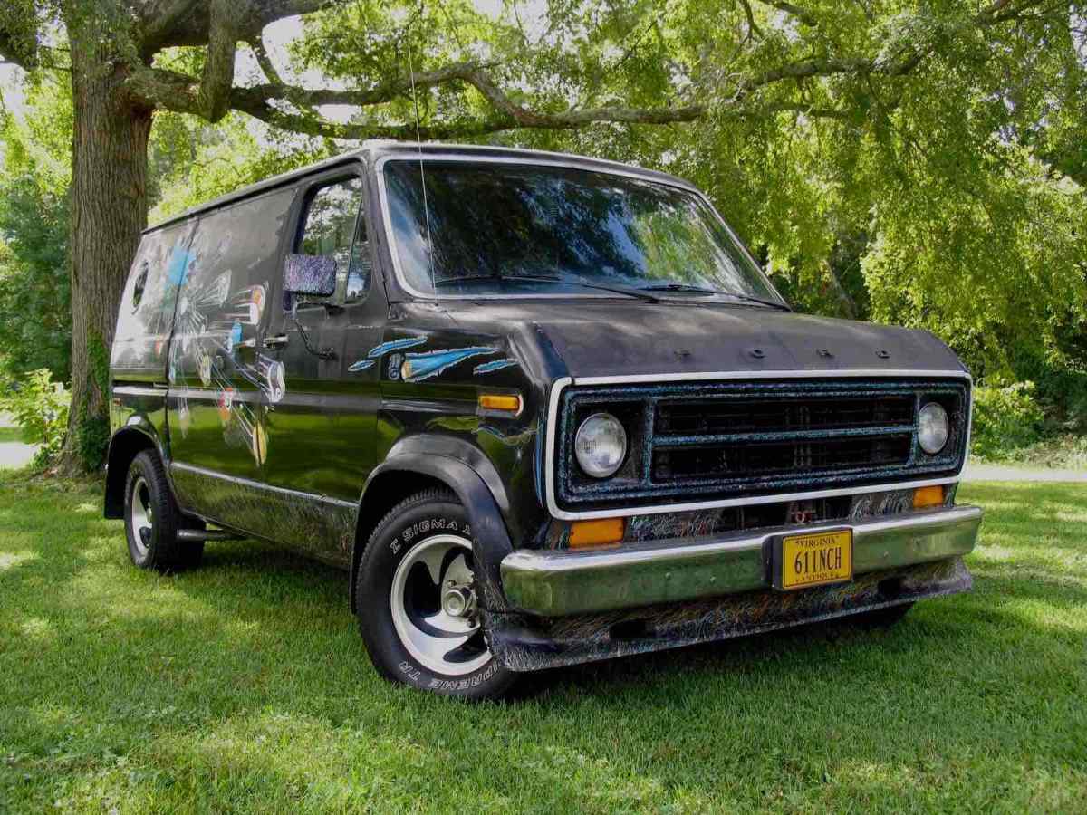 1977 Black Ford Econoline Van