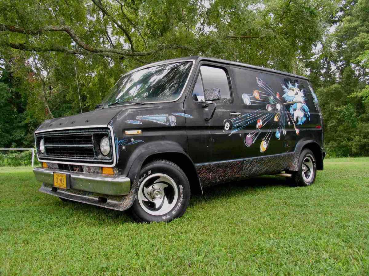 1977 Black Ford Econoline Van