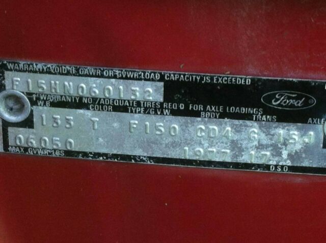 1977 Red Ford F-150 Standard Cab Pickup