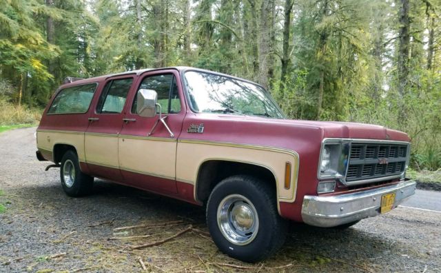 1977 Burgundy GMC Suburban SUV