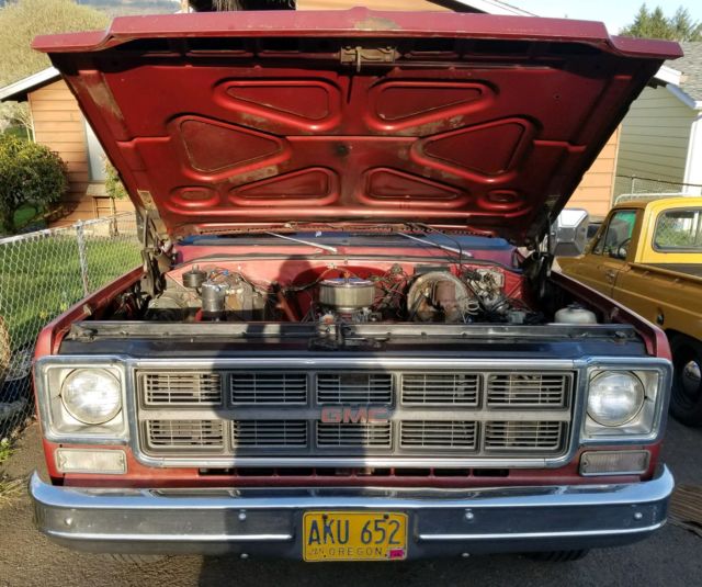 1977 Burgundy GMC Suburban SUV