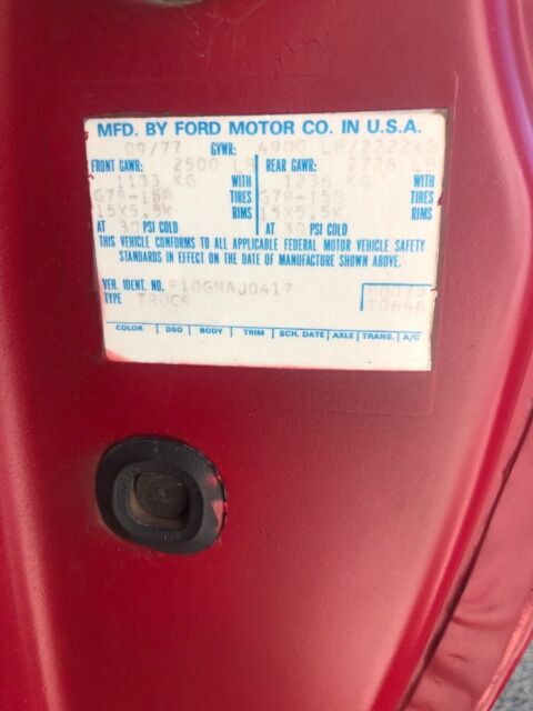 1978 Red Ford F-100 Cab & Chassis