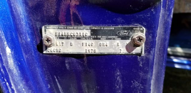 1978 Blue Ford F-150 Standard Cab Pickup