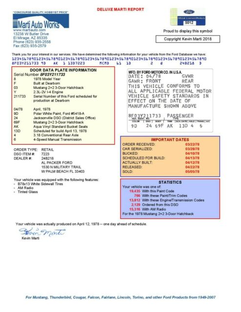 1978 White Ford Mustang