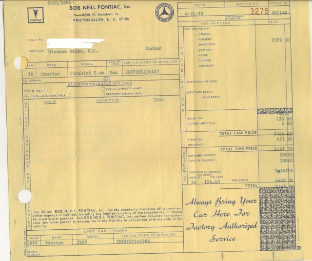 1978 Black Pontiac Firebird