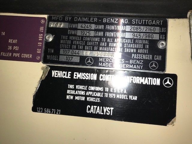 1979 Yellow Mercedes-Benz SL-Class Convertible