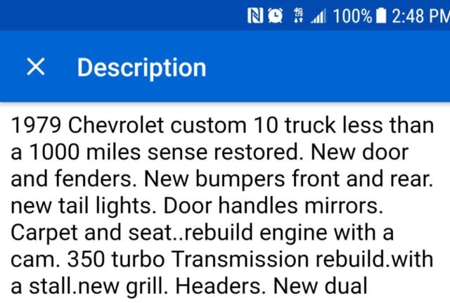 1979 Blue Chevrolet C-10 Standard Cab Pickup