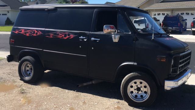 1979 Hot Rod Black Flat Primer Chevrolet G20 Van Van Camper Conversion