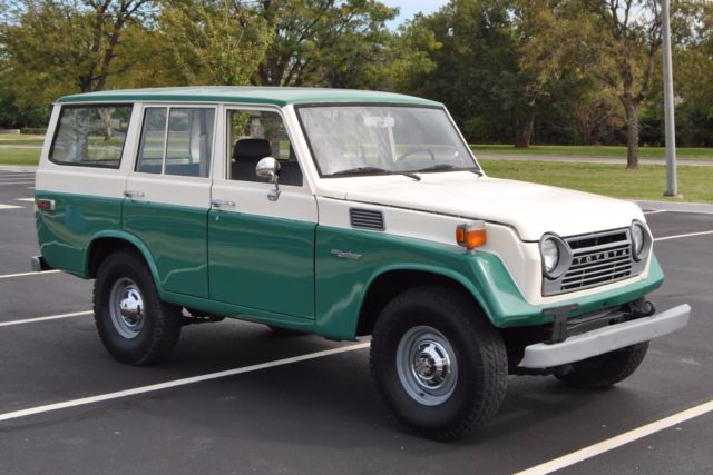 1979 green/white Toyota Land Cruiser suv wagon