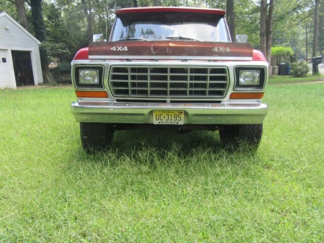 1979 Red Ford F-150 8 foot pickup bed