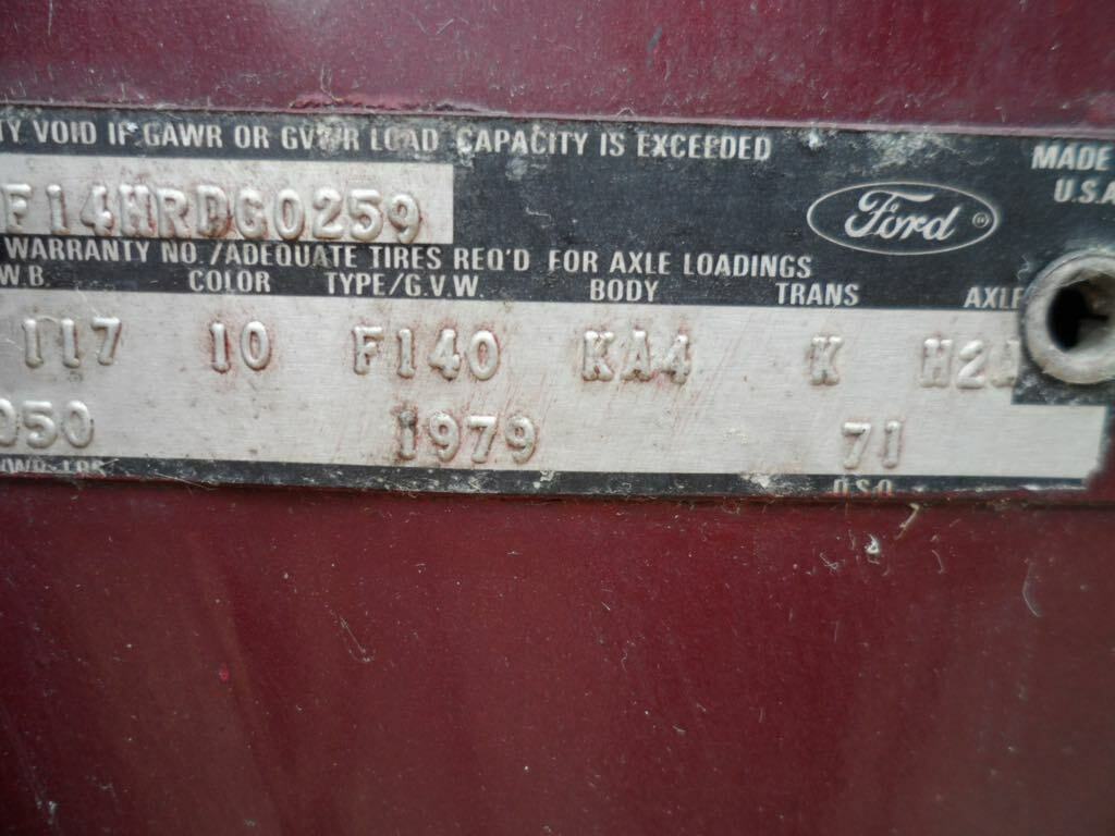 1979 Burgundy Ford F-150 Standard Cab Pickup