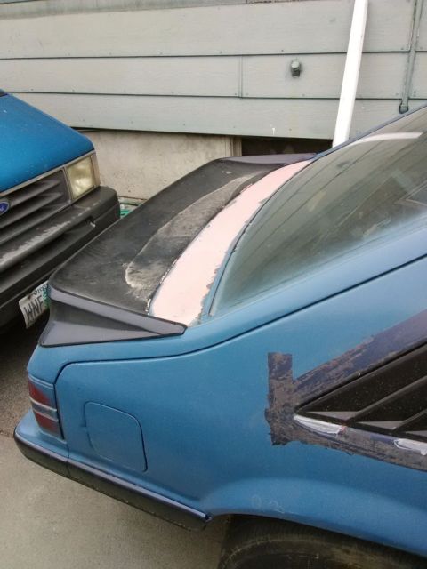 1979 Silver and blue Ford Mustang Hatchback