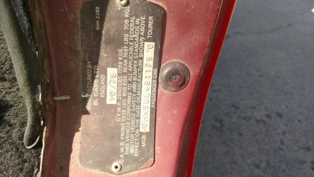 1979 Red MG MGB Convertible