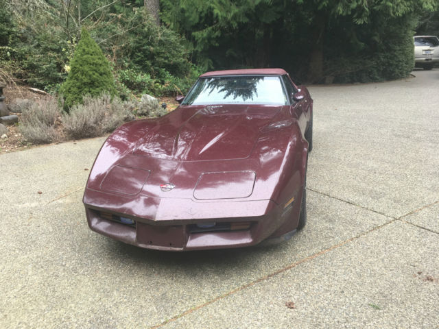 1980 Burgundy Chevrolet Corvette Convertible