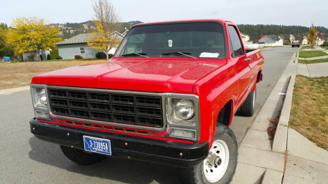 1980 RED/Orange GMC 4x4 CLassic Truck 1/2 Ton Rebuild 3/4  Chevy Standard Cab Pickup