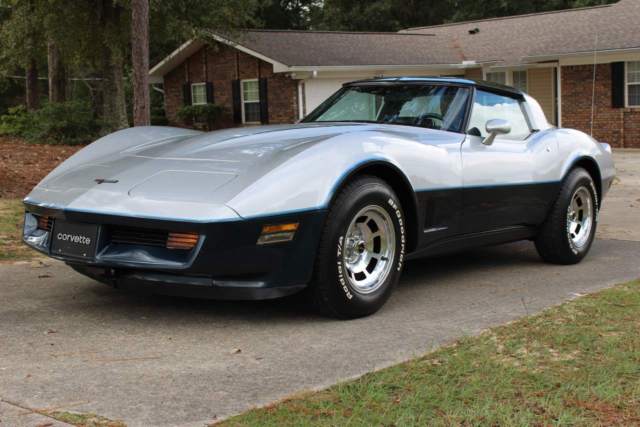 1981 Silver / Blue Chevrolet Corvette Coupe