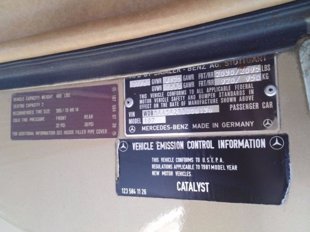 1981 Gold Mercedes-Benz 300-Series Convertible