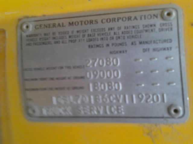 1982 Yellow Chevrolet C 70 Cab & Chassis