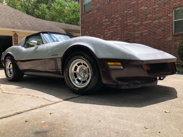 1982 Silver Metallic / Dark Claret Metallic Chevrolet Corvette Coupe