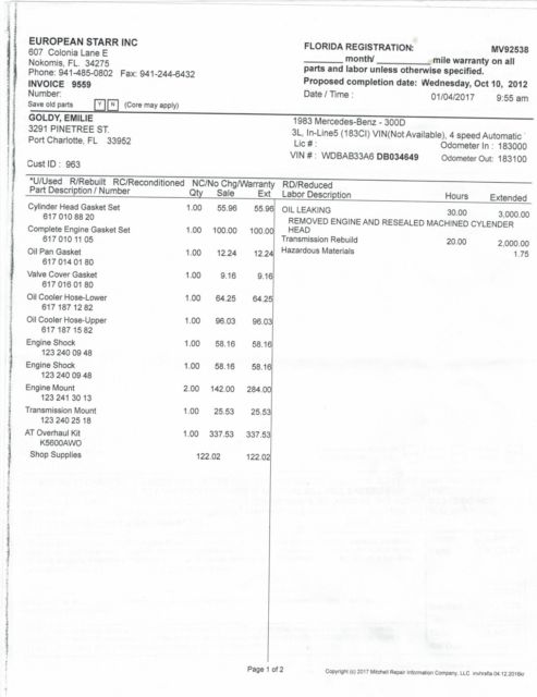 1983 White Mercedes-Benz 300-Series Sedan