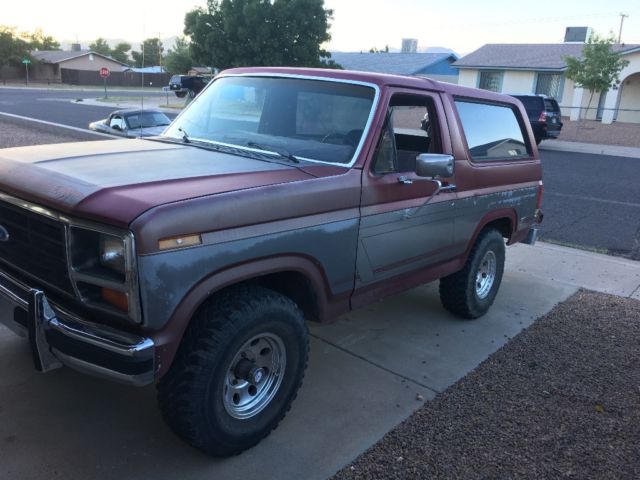 1983 Maroon Ford Bronco SUV
