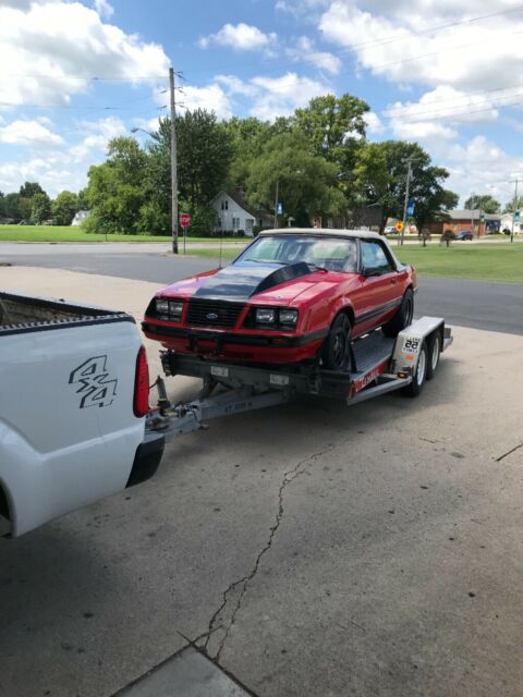 1983 Red Ford Mustang Convertible