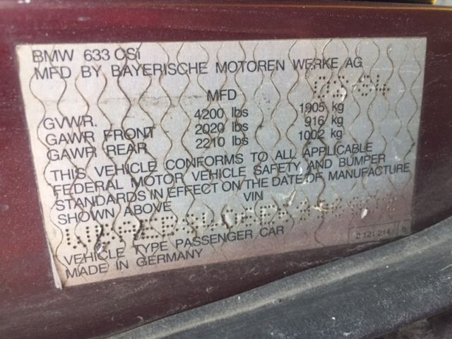 1984 Burgundy BMW 6-Series Coupe