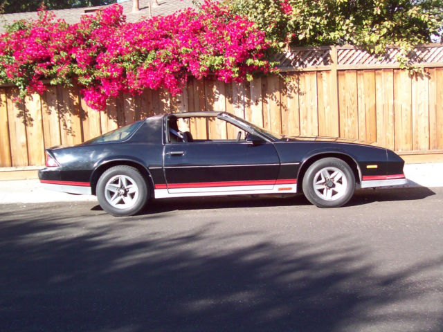 1984 BLACK with SILVER TRIM (STOCK) Chevrolet Camaro TWO DOOR SEDAN with T-TOP