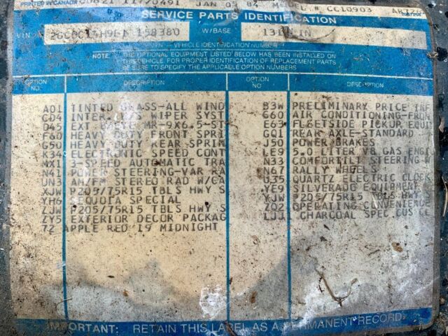 1984 Red Chevrolet C-10 Standard Cab Pickup