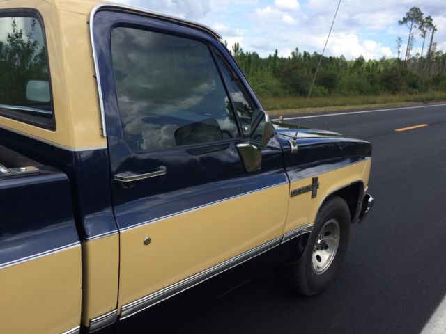 1984 Blue and Cream Chevrolet C-10 Short Bed