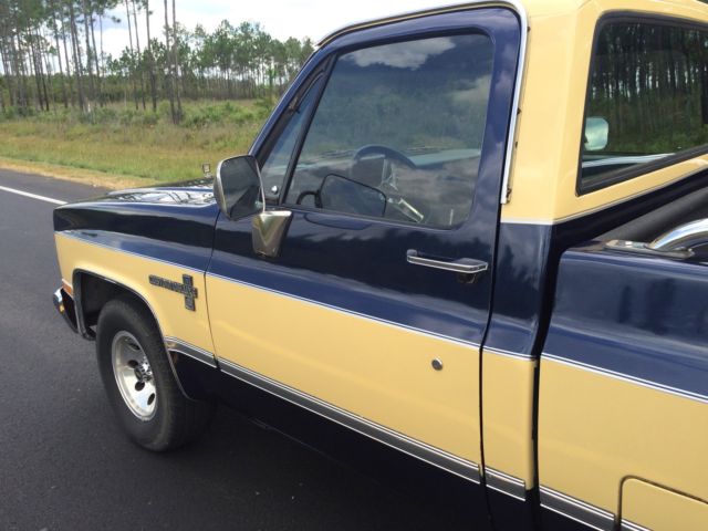 1984 Blue and Cream Chevrolet C-10 Short Bed