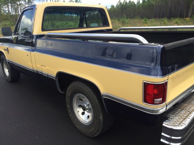 1984 Blue and Cream Chevrolet C-10 Short Bed