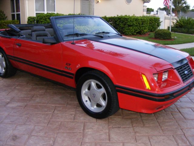 1984 Red Ford Mustang Convertible