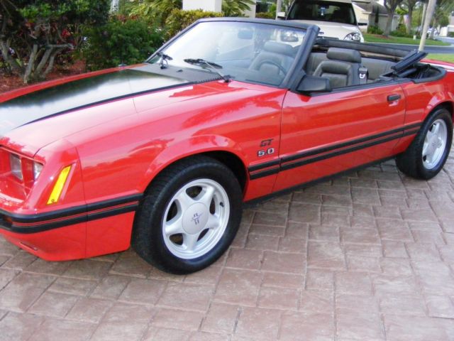 1984 Red Ford Mustang Convertible