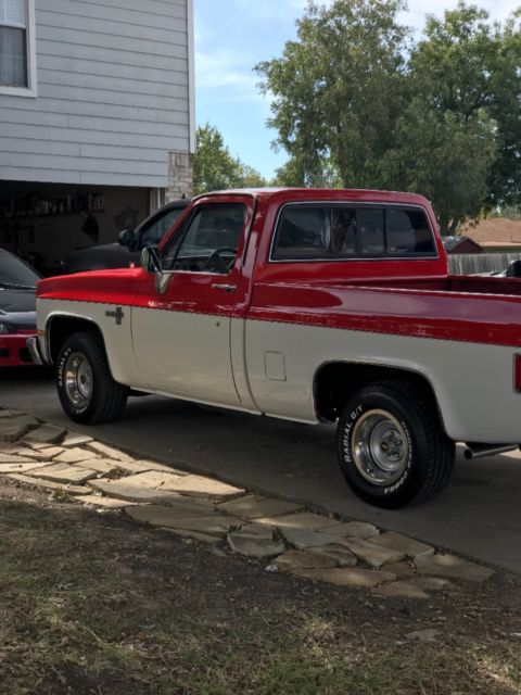 1985 Red and white Chevrolet C-10 Coupe