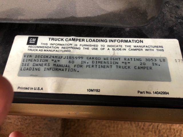 1985 Gold Chevrolet C/K Pickup 2500 Standard Cab Pickup