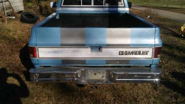 1985 Light Blue, Grey Rally Stripes Chevrolet C-10 Standard Cab Pickup