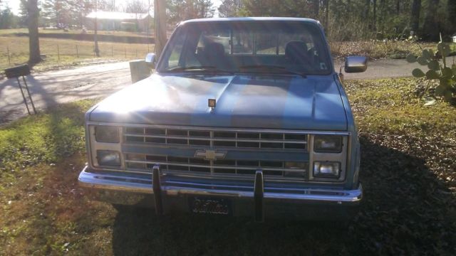 1985 Light Blue, Grey Rally Stripes Chevrolet C-10 Standard Cab Pickup
