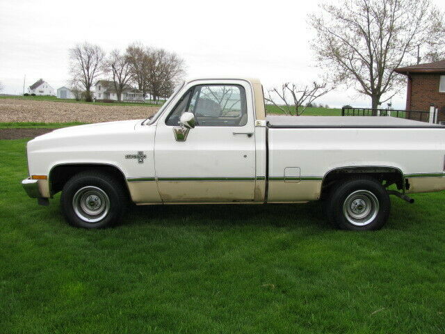 1985 White-Tan Chevrolet C-10