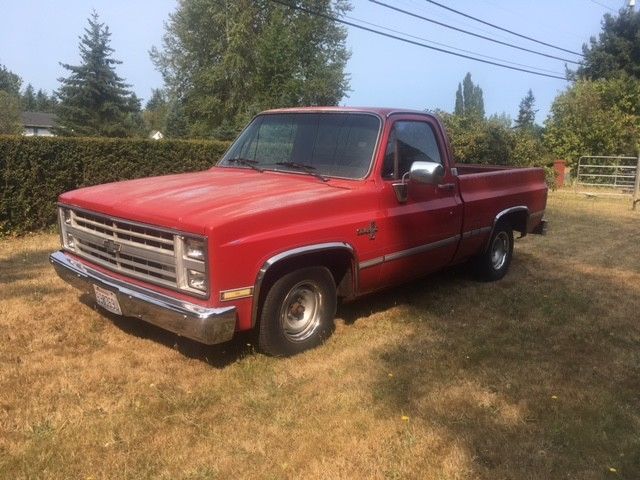 1985 Red Chevrolet C-10 truck